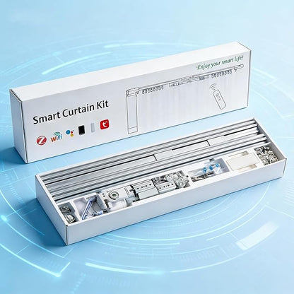 Smart Curtains, Universal Electric Curtain Accessories Installation Kit, Aluminum Alloy Thickened Silent Track 244.1''(6.2m), Including a Complete Set of Accessories, Excluding Curtain Motor