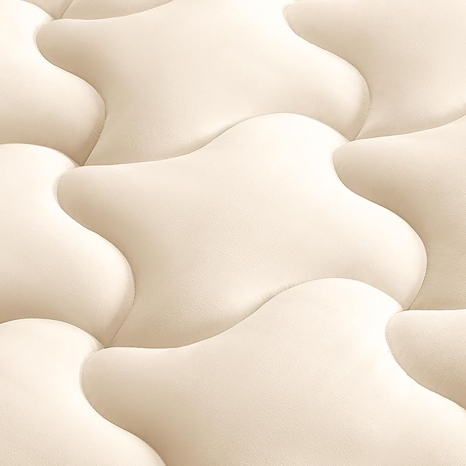 SLEEP ZONE Mattress Pad Twin Size, Elastic Fitted Mattress Protector for Kids, Deep Pocket 8~21 inch Mattress Topper, Machine Washable, Microfiber, Easy Care (Beige, Twin)