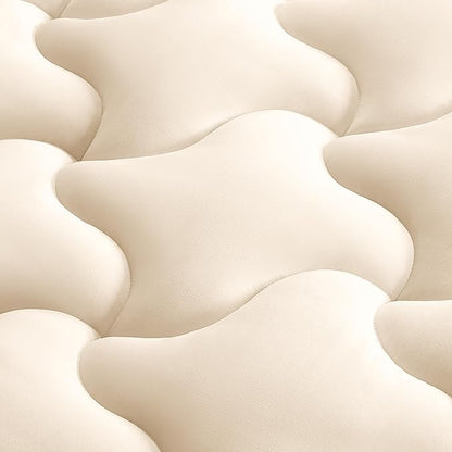 SLEEP ZONE Twin XL Quilted Fitted Mattress Pad, Cooling Mattress Protector, Breathable Fluffy Soft Mattress Topper, Stretches up to 21 Inch Deep Pocket, All Season Use (Beige, Twin XL)