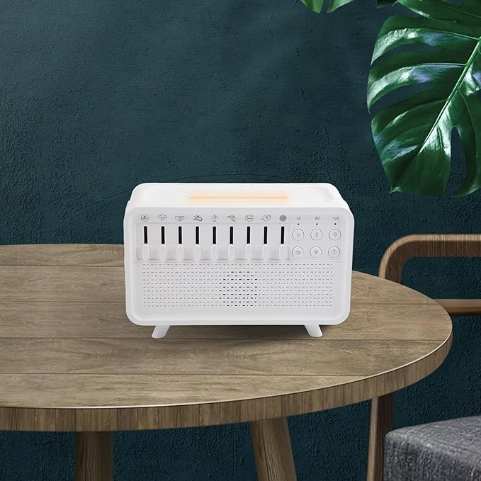 White Noise Machine Humidifier with Aroma Diffuser and Night Light, ABS Material, 8 Sound Settings for Sleep and Relaxation