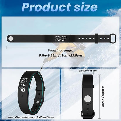 2PCS Vibrating Alarm Clock for Heavy Sleepers Kids Digital Watch with Timer Potty Training Deaf People Small Silent Wristband of Sleep Wrist Shock Alarmo Electric Metronome Band Vibrate Bed Shaker