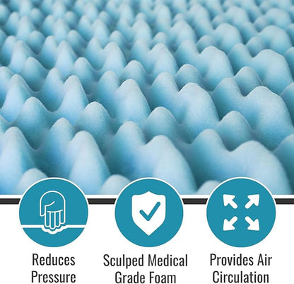 DMI Foam Mattress Topper, Egg Crate Foam Pad, Mattress Pad And Bed Topper For Support, Air Circulation, Pressure Relief And Weight Distribution, Queen Size Mattress, 56 x 78 x 2