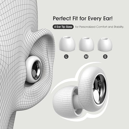 Ear Plugs for Sleeping Noise Cancelling, Soft EarPlugs for Concert, 45dB Reusable Ear Plugs for Noise Reduction with 8 Ear Tips, Comfortable Silicone Earplugs for Sleep, Work, Travel (White)