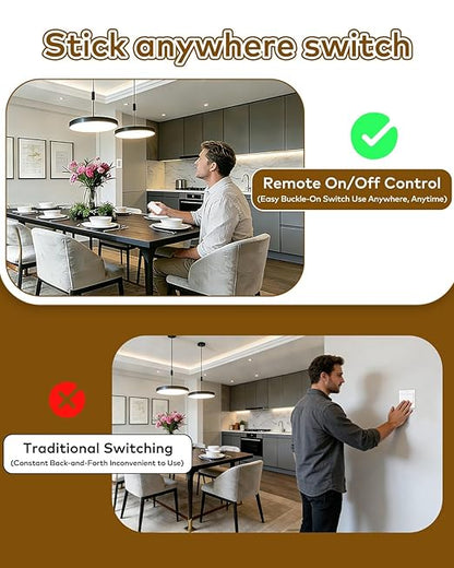 NineLeaf 2 Remote Control Outlet Plug with 2 Separate Switches – 500ft Range Wireless Light Switch, No Wiring, Removable Magnetic Base, 15A/1500W, Programmable Timer for Lamps, Fans, Holiday Décor