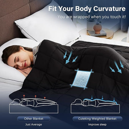 CuteKing Weighted Blanket for Adults (15lbs, 48"x72", Grey) Heavy Blanket for 140-150lbs, Breathable Microfiber Material with Glass Beads All-Season Summer Fall Winter Soft Thick