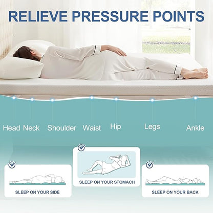 3 Inch Memory Foam Mattress Topper Full, Memory Foam Pad with Removable & Washable Cover, Bed Topper for Back Pain, Non-Slip Ventilated Design, Full Size