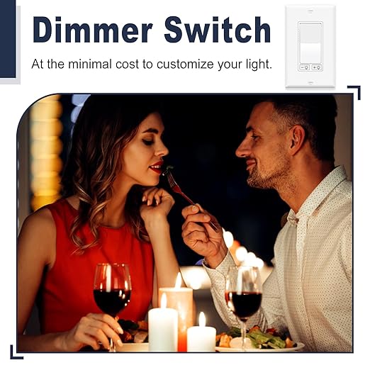 Greencycle 2 Pack Dimmer Light Switch, Single Pole or 3-Way, Compatible with 300W LED/CFL & 600W Incandescent/Halogen, 15A 120V, No Neutral Wire Required, UL Listed, Wall Plate Included, White