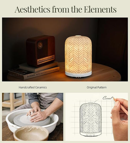 Essential Oil Diffuser – 2.4MHz Ultrasonic Aromatherapy Diffuser, Health Night Light, Timer & Auto Shut-Off, BPA-Free, 120ml Ceramic Oil Diffuser for Bedroom, Office, Spa, Yoga