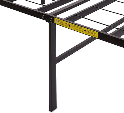 Amazon Basics Bed Frame with Storage, Foldable Metal Platform, Sturdy Steel, No Box Spring Needed, 14-inch High, Tool-Free Setup, Noise Free, Easy Assembly, Queen Size, Black