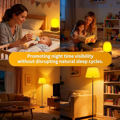 1800K Amber Light Bulbs for Sleep, 5W Blue Light Free Light Bulbs, Promote Melatonin Production, Relieve Stress, Assisting Sleep, a19 Amber Night Light qith E26/E27 Base for Most Lamps, 4PK