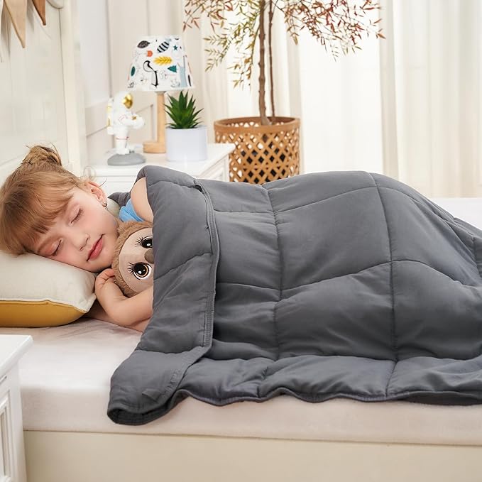 yescool Weighted Blanket 5 Pounds Cooling Weighted Lap Blanket, Grey Heavy Blanket for Sleeping, Weighted Throw Blanket Gift for 40-60lbs, 36"x48"