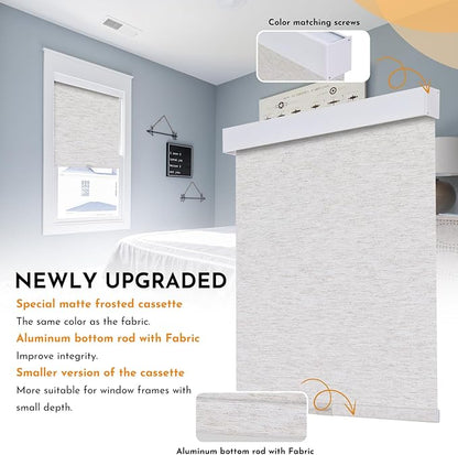Persilux Blackout Roller Blinds for Indoor Windows, Cordless Roller Shades with Valance, Thermal Insulated Fabric Window Shades & Blinds, UV Protection Shades for Home and Bedroom (Linen,34"W x 72"H)