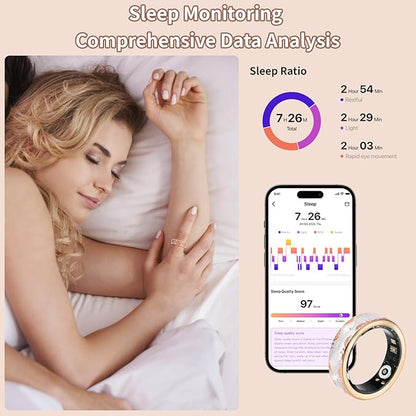 Smart Ring for Women-Men,Tracks Heart Rate, Sleep, SpO2, HRV. 128 Sports Modes, IP68 Waterproof, Gesture Control, No Subscription, iOS & Android Compatible (8)