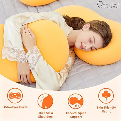 Memory Foam Pillows for Side Sleepers, 28 x 16 Ergonomic Contour Neck Support Pillow for Neck and Shoulder Pain Relief Sleeping, Orthopedic Bed Pillow for Back/Stomach Sleepers