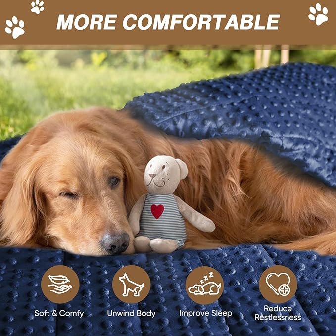 yescool Weighted Blanket for Dogs, 3 lb Thunder Blankets Shirt for Dogs, 36 x 48 inch Medium Puppy Blanket for 20-45lb, Weighted Pet Blankets for Thunderstorms, Fireworks and Construction Noise, Navy