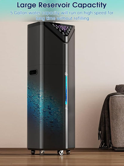 5Gal Humidifiers for Bedroom Large Room 2800 sq ft, 19L Quiet Humidifiers for Large Room, Floor Humidifier with 6 Mist Mode & Auto 180°Mist Tube for Home Whole House School Office Commercial Plants