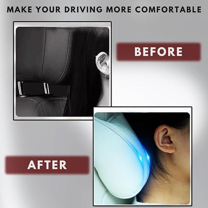 Car Headrest Neck Pillow Support Memory Foam Ergonomic Design Accessory for Driving Seat Fatigue Relief Compatible with Model S X 3 Y & Cybertruck - 2 Pieces