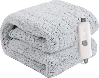 Electric Heated Blanket 72"x84" Full Size Sherpa Fleece - 4 Heat Settings & 10H Auto Shut Off for Safe Overnight Use, Fast Heating, Machine Washable for Bed, Couch, Office - Light Blue