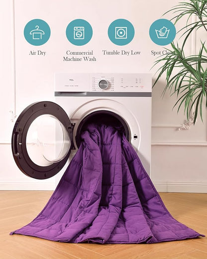 Topblan Weighted Blanket Queen Size 15lbs, Cozy Cooling Weighted Blanket for Adults, Breathable Heavy Microfiber with Glass Beads Warm Blanket for Bed Sofa All Season, 60 x 80 inches, Purple