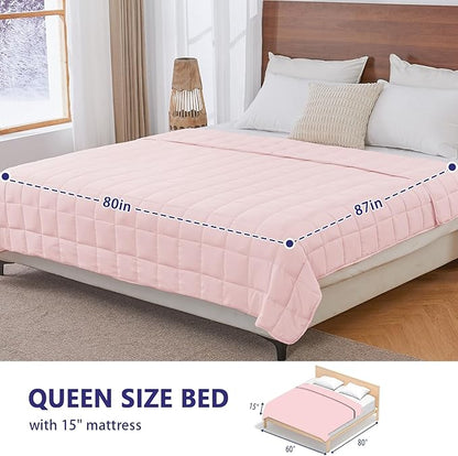 yescool King Size Weighted Blanket for Adults (25 lbs, 80” x 87”, Pink) Cooling Heavy Blanket for Sleeping Perfect for 240-260 lbs, Breathable Blanket for Adults & Couple All Season, Machine Washable