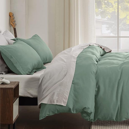 Bedsure Duvet Cover California King Size - Soft Double Brushed Bedding Set for Kids & Adults, Zipper Closure, 3 Pieces, Includes 1 Duvet Cover (104"x98") & 2 Pillow Shams, NO Comforter, Sage Green