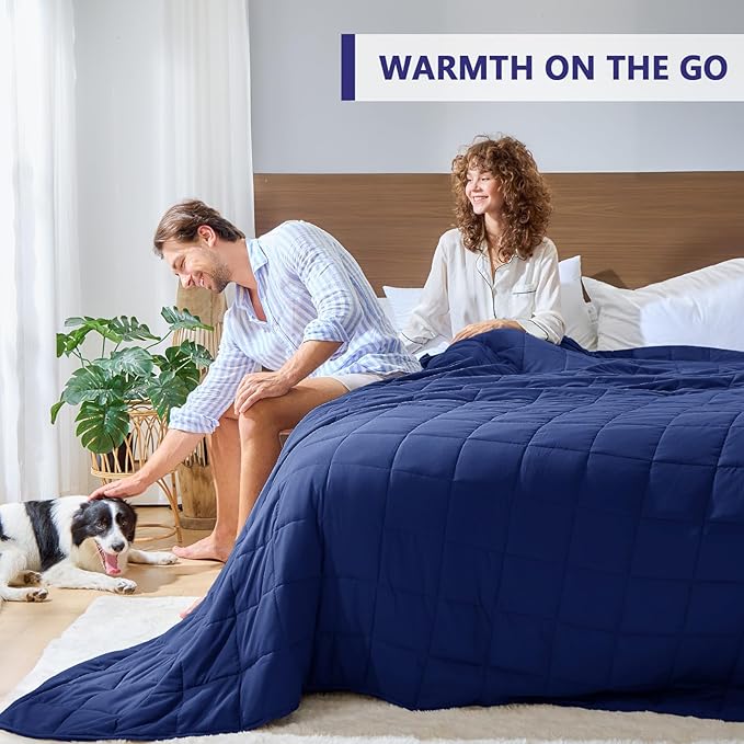 yescool King Size Weighted Blanket for Adults (20 lbs, 80” x 87”, Blue) Cooling Heavy Blanket for Sleeping Perfect for 190-210 lbs, Breathable Blanket for Adults & Couple All Season, Machine Washable