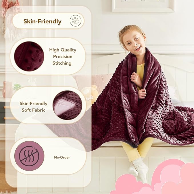 CuteKing Weighted Blanket - 40"x60" 7lbs Minky Dots Heavy Blanket with Glass Beads Soft Breathable for All-Season Summer Fall Winter Thick Comfort for Sleeping