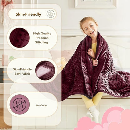 CuteKing Weighted Blanket - 40"x60" 7lbs Minky Dots Heavy Blanket with Glass Beads Soft Breathable for All-Season Summer Fall Winter Thick Comfort for Sleeping