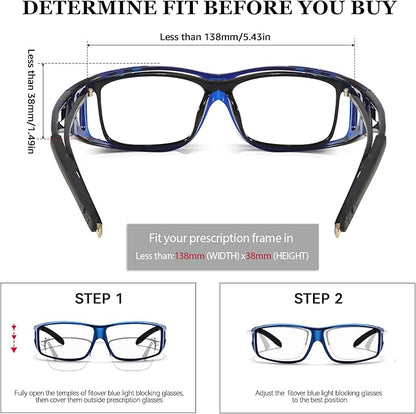 LVIOE Fit Over Blue Light Blocking Glasses and Computer Eyewear- Wear Over Prescription Glasses/Reading Glasses/RX Glasses