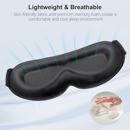 Gritin 100% Blackout Sleep Eye Mask for Women Men, Zero Pressure Sleeping Mask - Ergonomic Design 3D Cutout Eye Movement and Eyelash Friendly Night Blindfold, Ultra Soft Comfortable for Sleeping