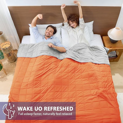 King Size Weighted Blanket for Adults (30 lbs, 80” x 87”, Orang) Cooling Heavy Blanket for Sleeping Perfect for 290-310 lbs, Breathable Blanket for Adults & Couple All Season, Machine Washable