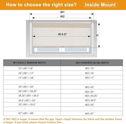 Persilux Light Filtering Roller Shades for Window Blinds,Cordless,Linen Fabric,Thermal Insulated Fabric UV Protection Shades for Home,Office,Bedroom,Door,Light Filtering-Cream,33 1/2" W X 72" H