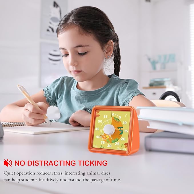 Secura 60-Minute Visual Countdown Timer for Kids & Adults, Classroom Time Management Tool (Orange & Orange)