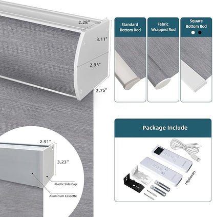 Motorized Shades Light Filtering Blinds,50% Blackout Smart Shade Work with Remote Alexa,Google Home,Custom Size,Sunscreen PVC Free Silver