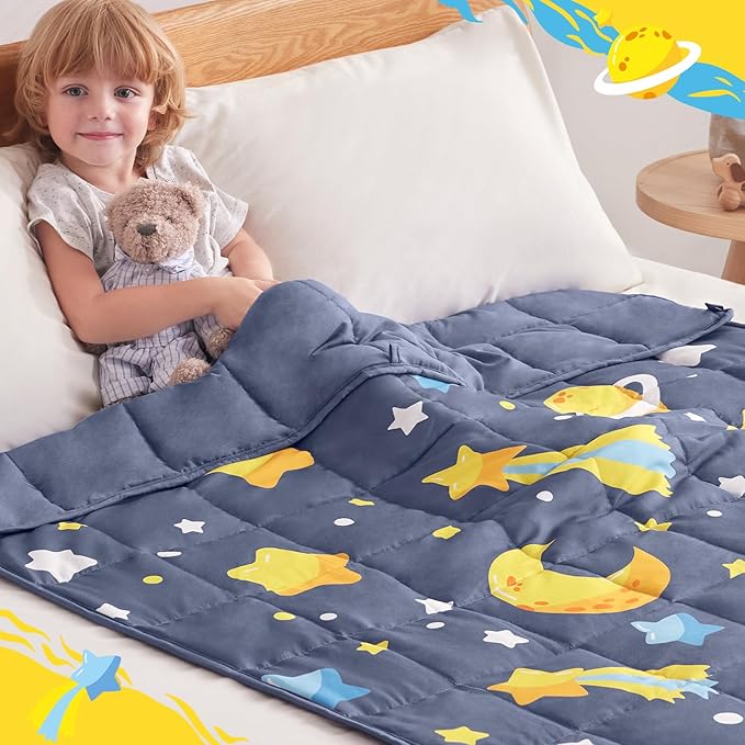 anfie Weighted Blanket Kids(36"x48" 3lbs) Weighted Blanket Cooling Blanket for Sleeping,Throw Size Breathable Blanket with Premium Glass Bead(Grey Moon)