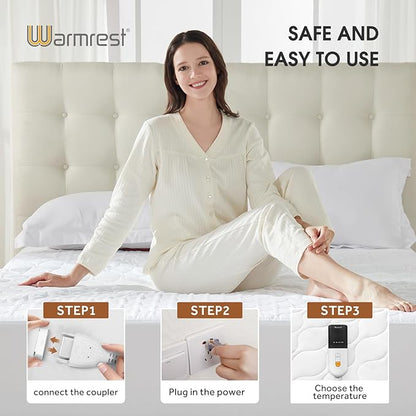 Heated Mattress Pad King - Bed Warmer with Memory & Preheat Functions, 2-10 Hour Auto Off & 9 Heat Settings, Double Controller, Fast Heating, Deep Pocket, Electric Mattress Pad King 78"x80"