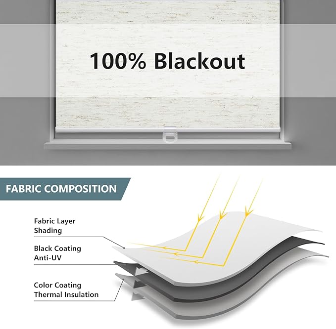 Cordless Roller Shades Blackout Blinds for Windows Room Darkening Rolled Up Shades with Spring System, UV Protection Natural Linen Fabric Window Shades Door Blinds for Home（21" W x 72" H, Linen Cream