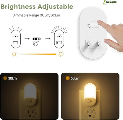 L LOHAS LED Motion Sensor Night Light, 2Pack, Motion Activated Night Light, Night Lights Plug into Wall, 3CCT Amber/3000K/5000K, Adjustable Brightness 30/60LM, for Kids Adults Bathroom Bedroom