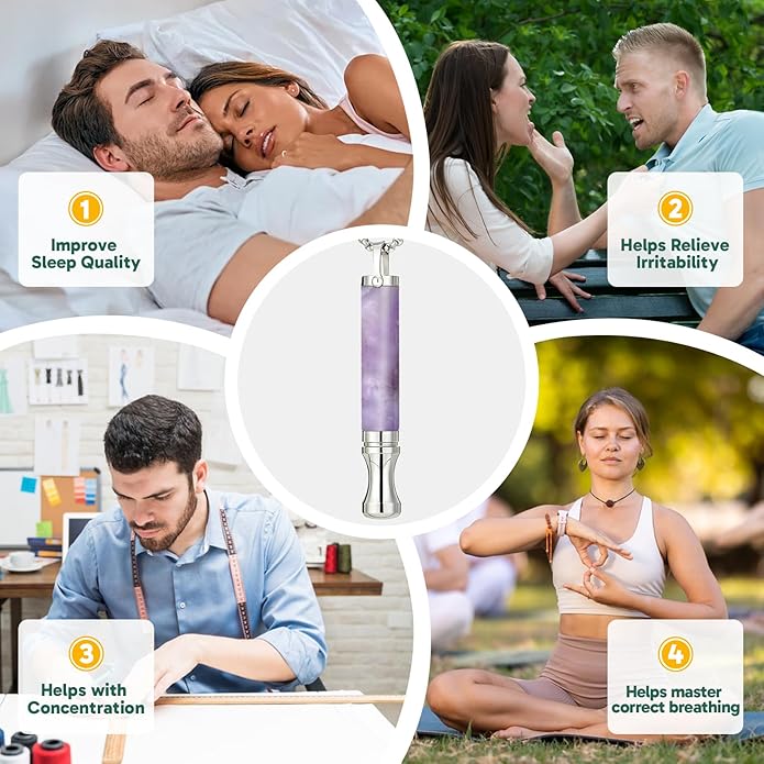 Breathe Free Necklace, Natural Stone Breathing Necklace for Stress Relief, Mindfulness and Relaxation, Anxiety Necklace Mindful Breathefree Calm Tool with Plant Cores, Portable Wellness Gift for Adult