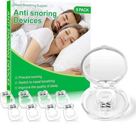 9 Pack Anti Snoring Devices, Magnetic Anti Snoring Nose Clip with Adjustable Magnet, Silicone Stop Snoring Nose Clip, Snore Stopper Solution for Comfortable & Quieter Sleep, Reusable for Men and Women