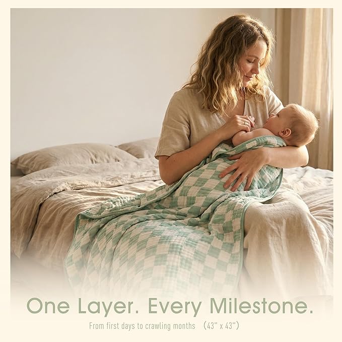 Ultra Soft Muslin Baby Blanket, A Versatile Swaddle and Bed Blanket for Babies, Toddlers, Boys, and Girls (1 Pack).