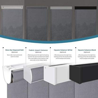 Motorized Light Filtering Roll Shade Work with HomeKit, 60% Blackout Smart Blinds for Windows, Electric Blinds with Remote, APP/Voice Control, Automatic Solar Shades,Dark Veil