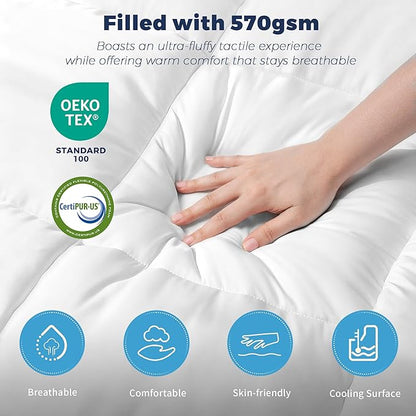 Full Size 4 Inch Memory Foam Mattress Topper,Dual Layer Medium Support 2" Gel Memory Foam and 2" Mattress Pad for Back Pain Relief,Tencel Fabric,CertiPur-US Certified,White
