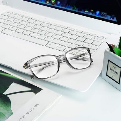 VisionGlobal Blue Light Blocking Glasses for Women/Men, Anti Eyestrain, Computer Reading, TV Glasses, Stylish Square Frame, Anti Glare