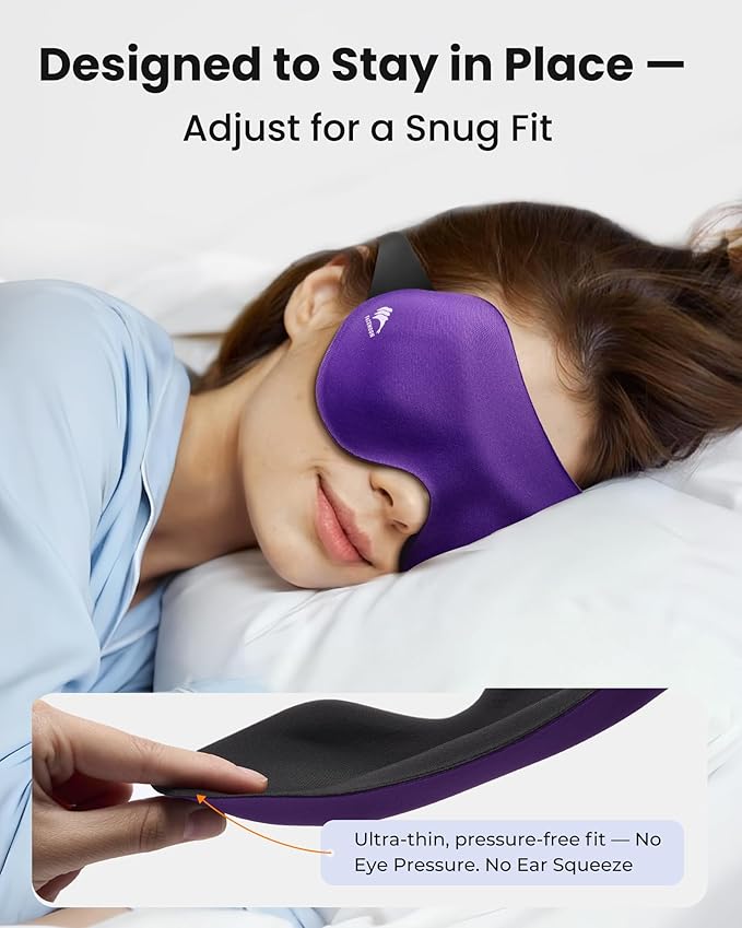 3 Pack Sleep Masks for Women & Men: True Blackout Eye Mask for Sleeping, 3D Contoured Zero Eye Pressure, Lash-Friendly (Blink Freely), Side Sleeper Comfort, Adjustable Strap Blindfold, Night Eye Cover