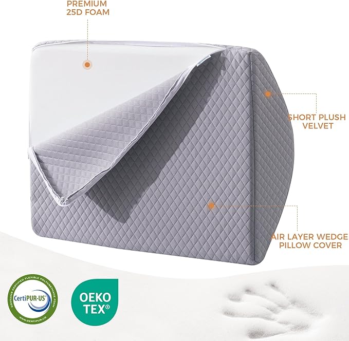 Knee Wedge Pillow for Post-Surgery Recovery-Leg Elevation Support for Sleep Position, Alleviating Lower Back & Hip Pain Enhancing Circulation in Ankles Legs Triangle Pillow with Removable Cover