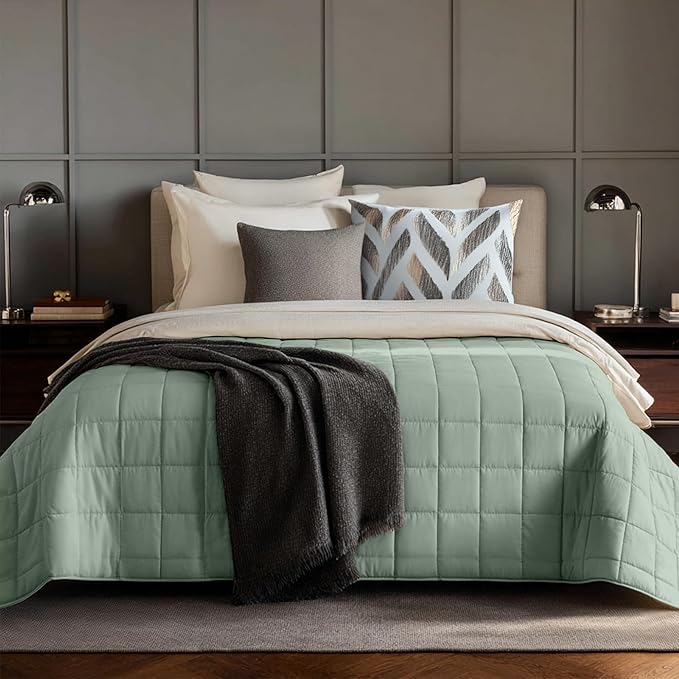 HomeSmart Weighted Blanket King Size 30lbs, Ultra Soft Fabric, Perfect for Couples, Fits Standard and California King Beds, 104x92, Sage Green