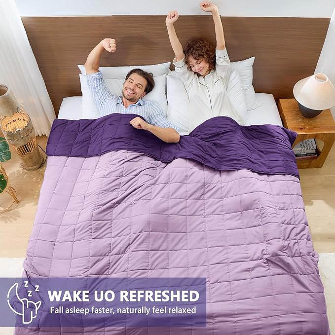 yescool Weighted Blanket for Adults (20 lbs, 88” x 104”, Purple) Cooling Heavy Blanket for Sleeping Perfect for 190-210 lbs, Queen Size Breathable Blanket with Premium Glass Bead, Machine Washable