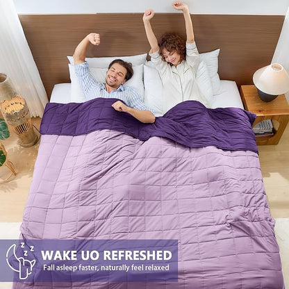 yescool Weighted Blanket for Adults (20 lbs, 88” x 104”, Purple) Cooling Heavy Blanket for Sleeping Perfect for 190-210 lbs, Queen Size Breathable Blanket with Premium Glass Bead, Machine Washable