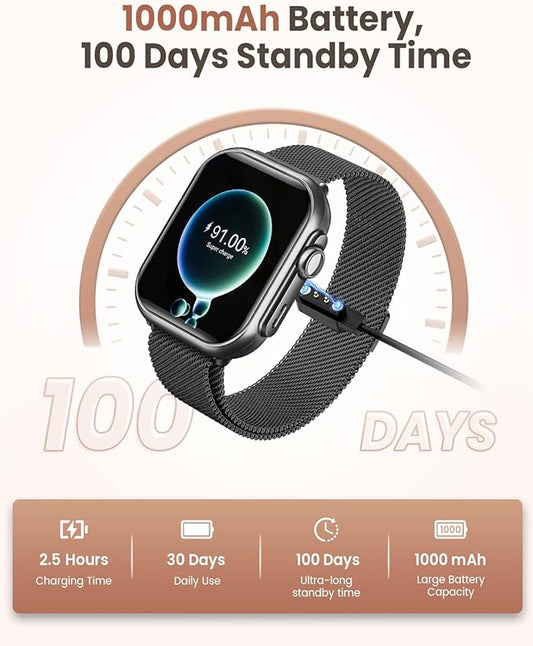 Smart Watches for Women Men, 1.83" HD Smart Watch for Android iPhone with Calls/Messages/Notifications, Sleep/Heart Rate/SpO2/Blood Pressure Monitor, 110+ Sports Modes Fitness Watch, 1000mAh Battery